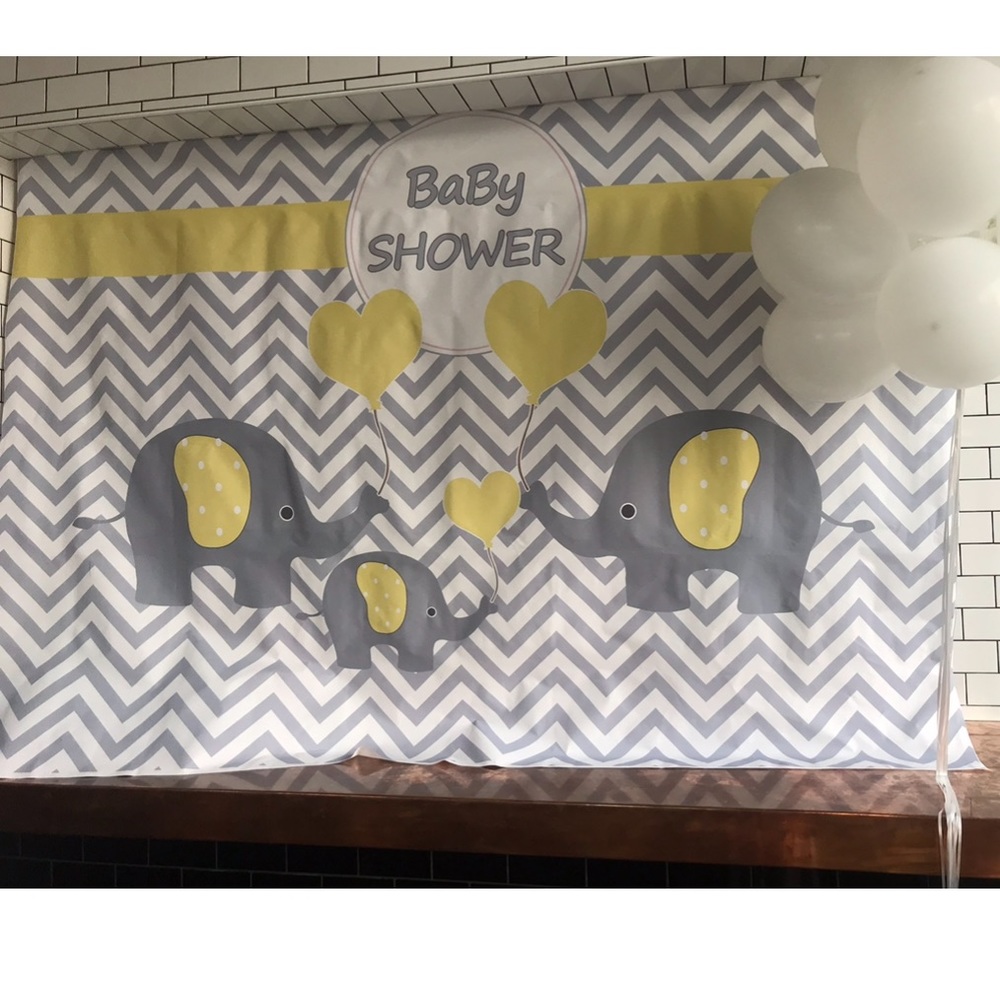 Baby Shower Banner in Grey, White, and Yellow